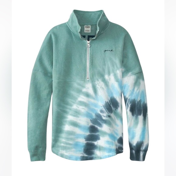 PINK Victoria's Secret Tops - NWT Victoria's Secret PINK Varsity Oversized Half Zip Sweatshirt